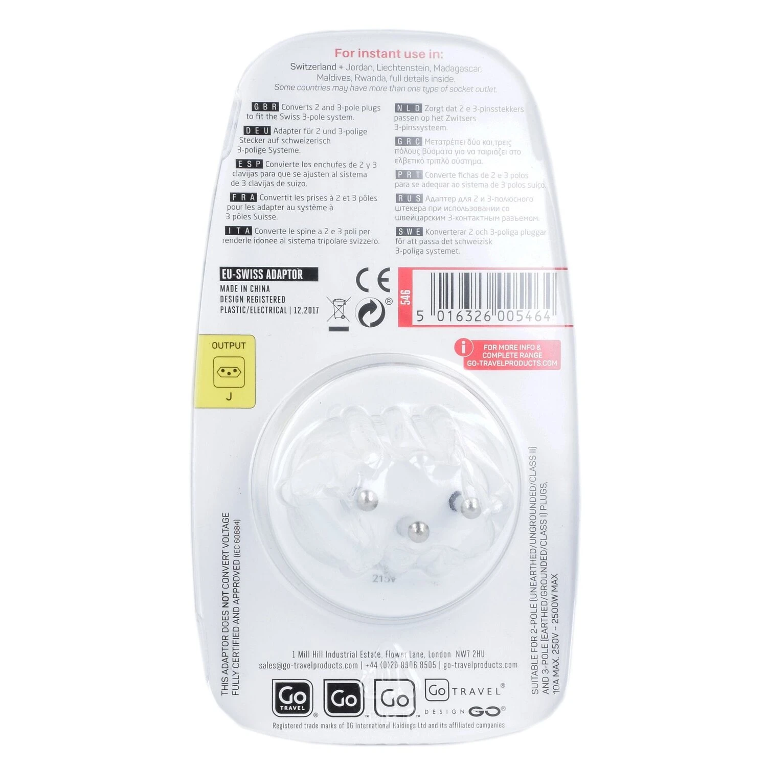 GO TRAVEL Adaptateur EU-Swiss 5,5 Cm 2 GO TRAVEL Adaptateur EU-Swiss 5,5 Cm – Image 2